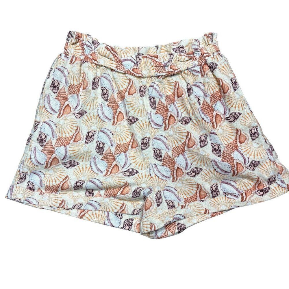 Urban Outfitters Linen Blend Paper Bag Shell Printed Devon Shorts